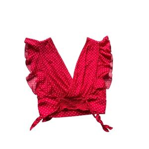 Free People Red polka a dot  Halter Top S